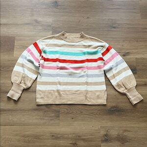Crown & Ivy Tan and Cream Striped Sweater